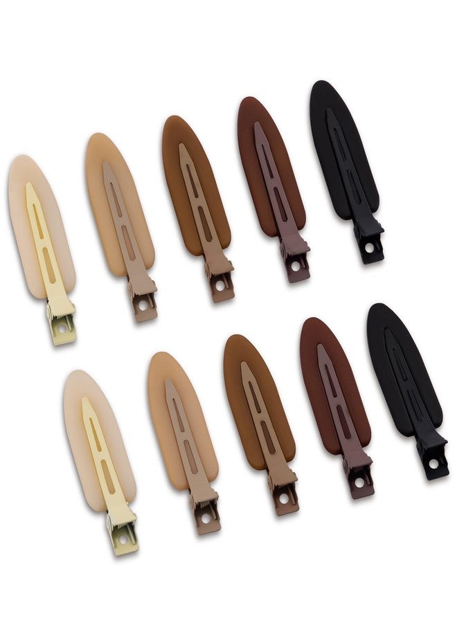 Cptots 10 Pcs Creaseless No Crease No Bend Flat Hair Clips For Styling Non Slip Makeup Clips For Women Salon Hairstyle,Matte Black Brown Beige - Image 1